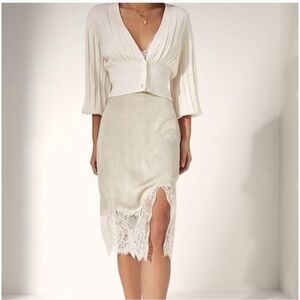 Aritzia Wilfred Sonnet Satin Lace Slip Skirt